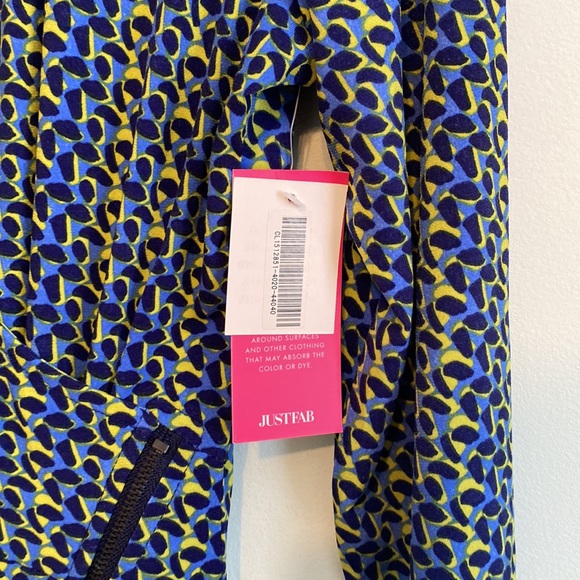 NWT JustFab green/blue dress with zipper detail, size large - Picture 7 of 8